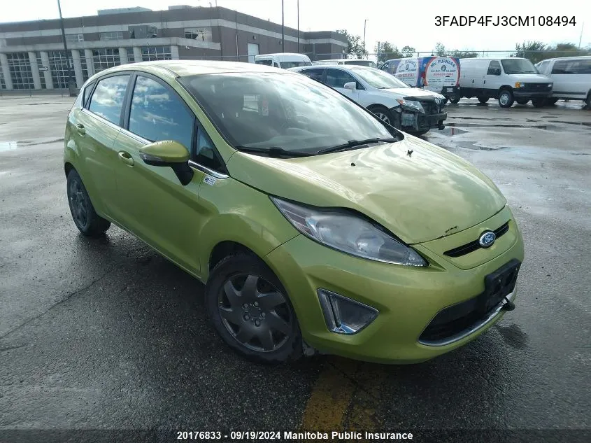 2012 Ford Fiesta Ses VIN: 3FADP4FJ3CM108494 Lot: 20176833