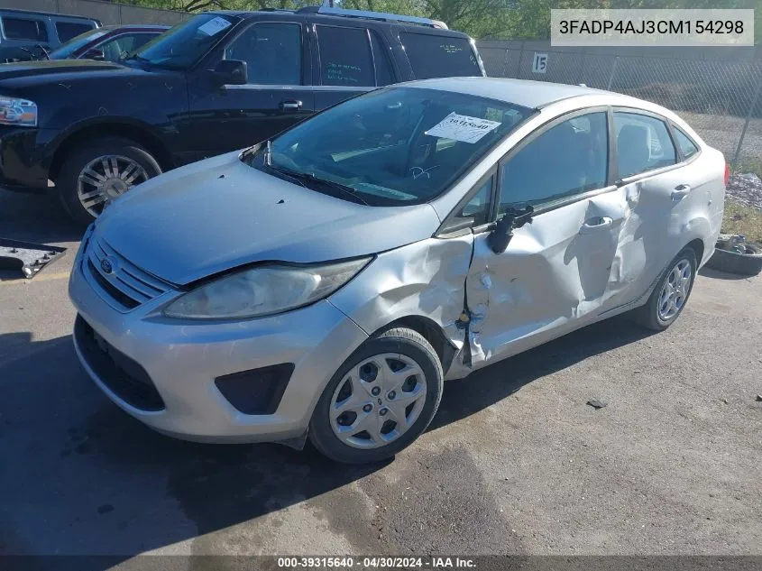 2012 Ford Fiesta S VIN: 3FADP4AJ3CM154298 Lot: 39315640