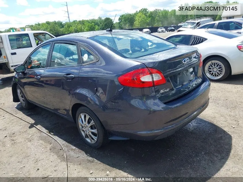 2012 Ford Fiesta S VIN: 3FADP4AJ3CM170145 Lot: 39425016