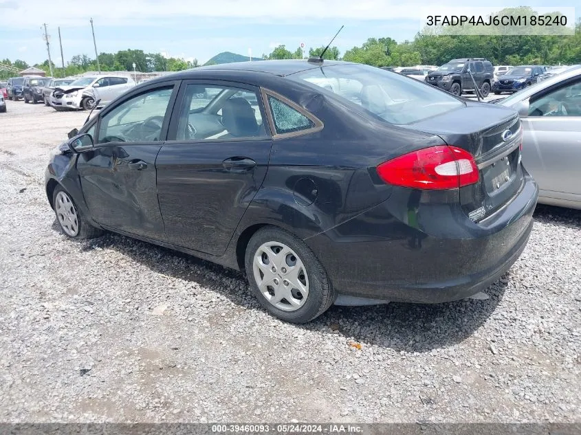 2012 Ford Fiesta S VIN: 3FADP4AJ6CM185240 Lot: 39460093