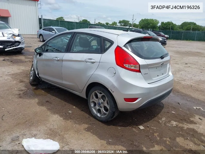 2012 Ford Fiesta Ses VIN: 3FADP4FJ4CM196326 Lot: 39546008