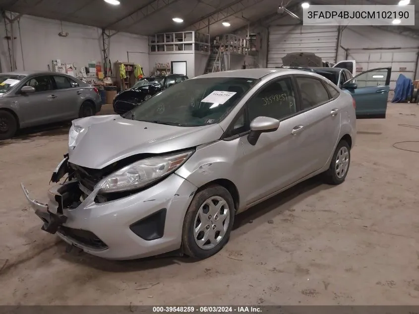 2012 Ford Fiesta Se VIN: 3FADP4BJ0CM102190 Lot: 39548259