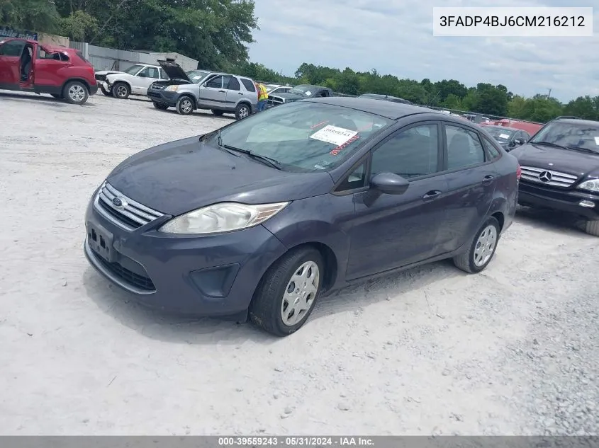 2012 Ford Fiesta Se VIN: 3FADP4BJ6CM216212 Lot: 39559243