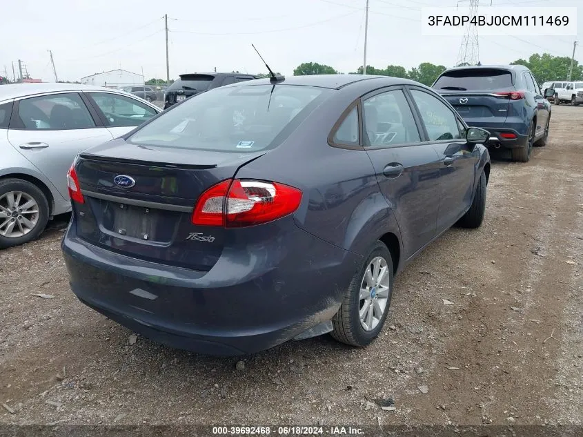 2012 Ford Fiesta Se VIN: 3FADP4BJ0CM111469 Lot: 39692468