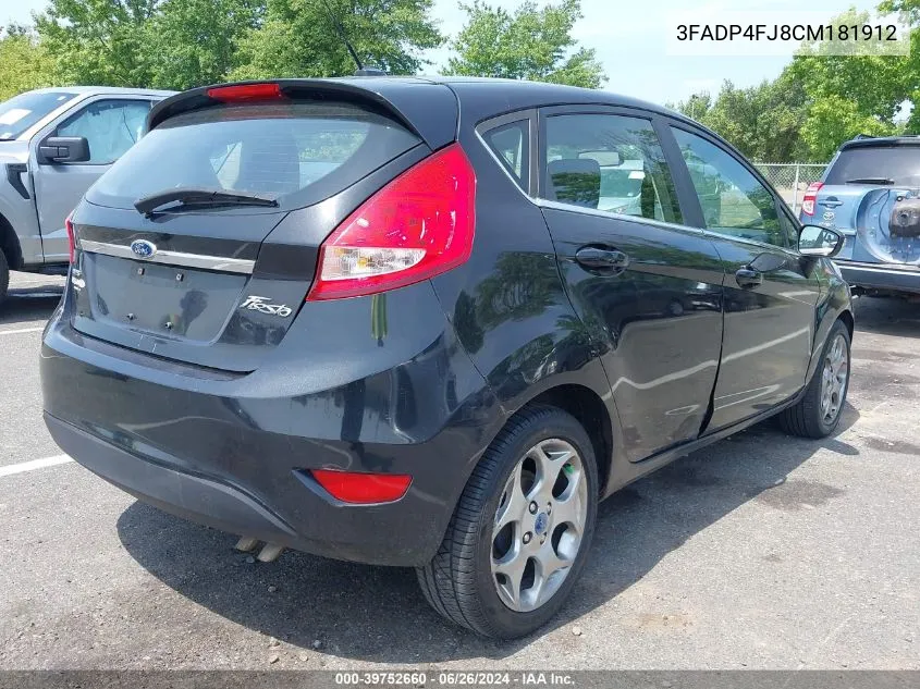 2012 Ford Fiesta Ses VIN: 3FADP4FJ8CM181912 Lot: 39752660