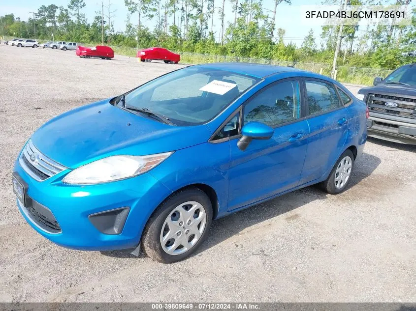 2012 Ford Fiesta Se VIN: 3FADP4BJ6CM178691 Lot: 39809649