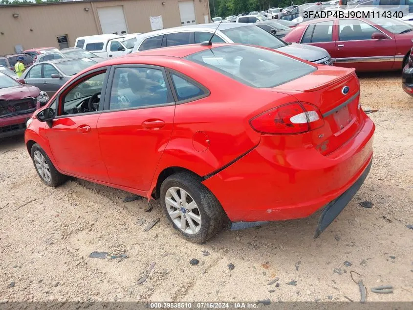 2012 Ford Fiesta Se VIN: 3FADP4BJ9CM114340 Lot: 39838510