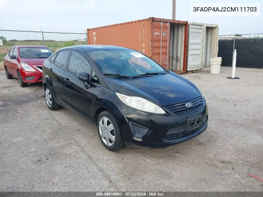 3FADP4AJ2CM111703 2012 Ford Fiesta S