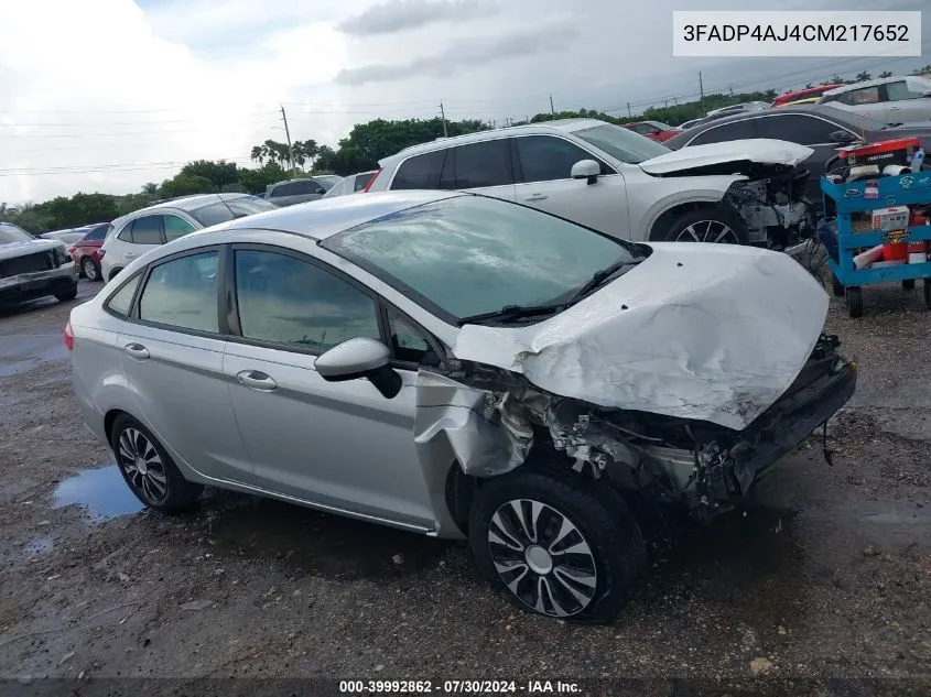 2012 Ford Fiesta S VIN: 3FADP4AJ4CM217652 Lot: 39992862