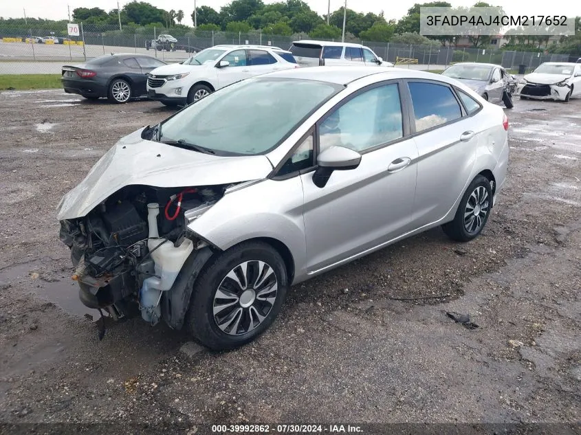 2012 Ford Fiesta S VIN: 3FADP4AJ4CM217652 Lot: 39992862