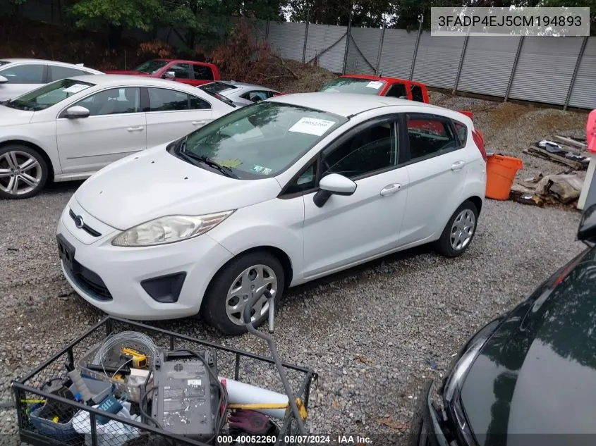 2012 Ford Fiesta Se VIN: 3FADP4EJ5CM194893 Lot: 40052260