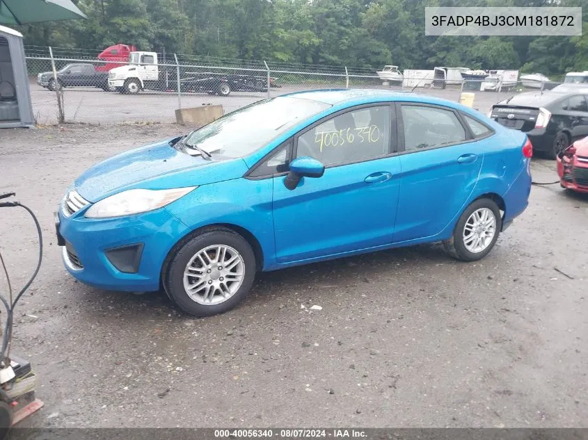 2012 Ford Fiesta Se VIN: 3FADP4BJ3CM181872 Lot: 40056340