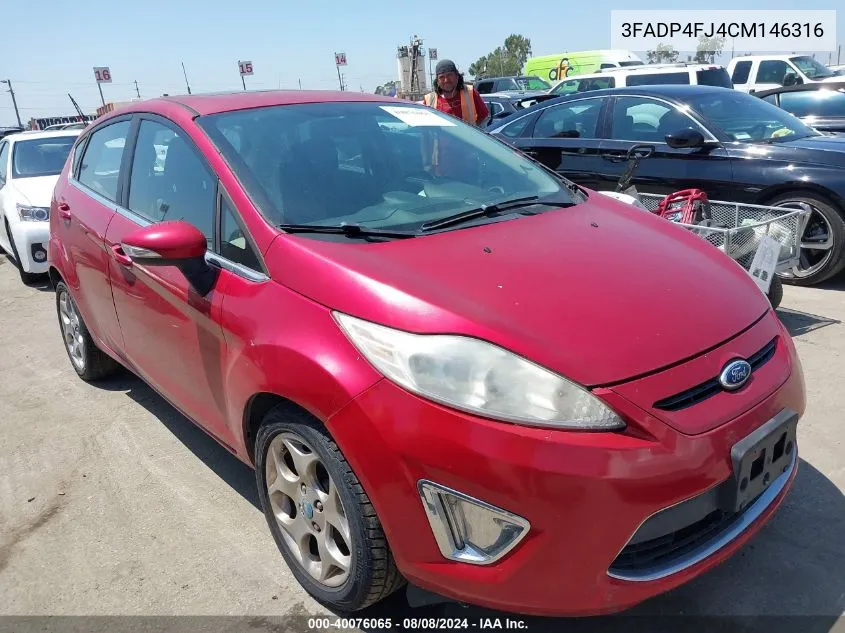 2012 Ford Fiesta Ses VIN: 3FADP4FJ4CM146316 Lot: 40076065