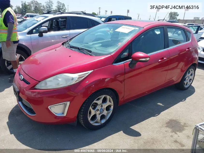 2012 Ford Fiesta Ses VIN: 3FADP4FJ4CM146316 Lot: 40076065