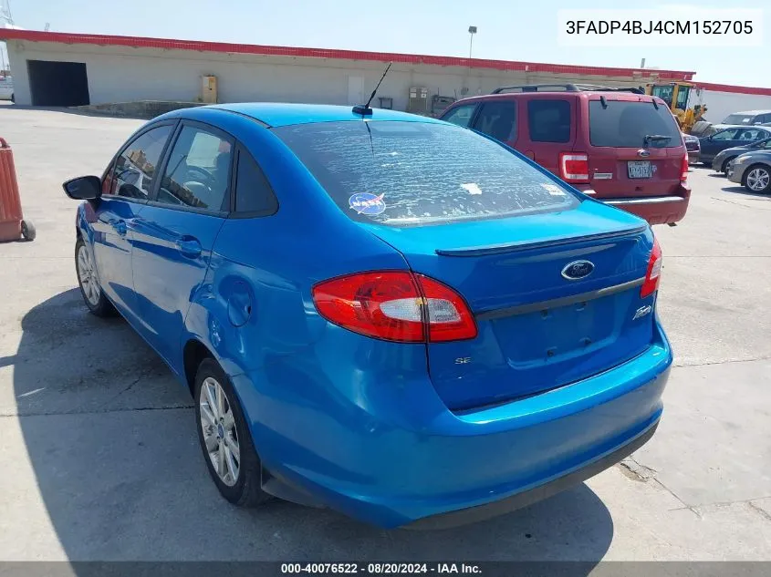 2012 Ford Fiesta Se VIN: 3FADP4BJ4CM152705 Lot: 40076522