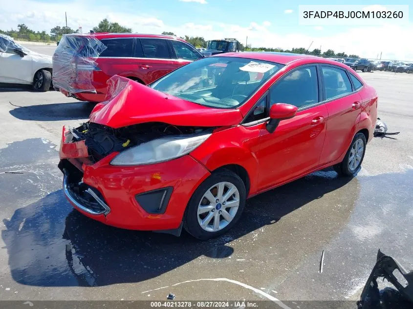 2012 Ford Fiesta Se VIN: 3FADP4BJ0CM103260 Lot: 40213278