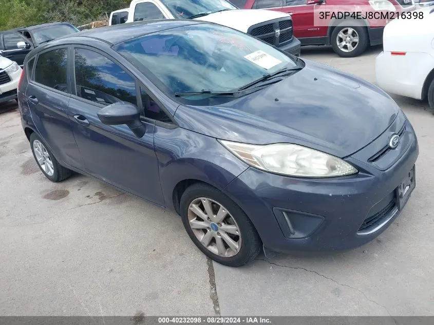 2012 Ford Fiesta Se VIN: 3FADP4EJ8CM216398 Lot: 40232098