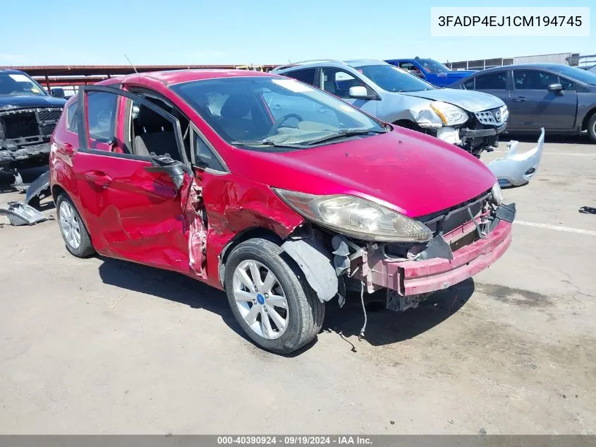 2012 Ford Fiesta Se VIN: 3FADP4EJ1CM194745 Lot: 40390924