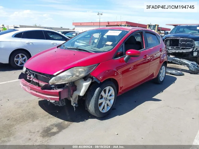 2012 Ford Fiesta Se VIN: 3FADP4EJ1CM194745 Lot: 40390924