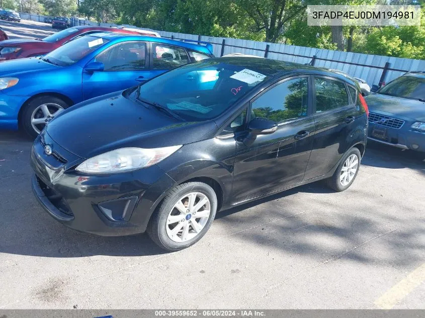 2013 Ford Fiesta Se VIN: 3FADP4EJ0DM194981 Lot: 39559652