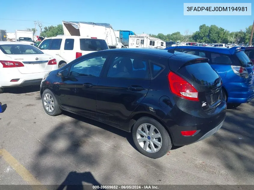 2013 Ford Fiesta Se VIN: 3FADP4EJ0DM194981 Lot: 39559652