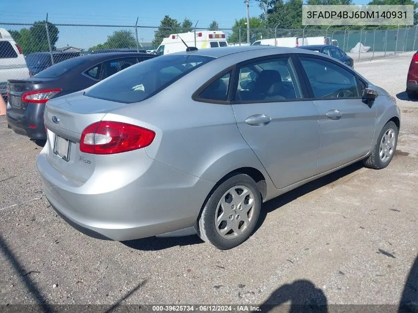 2013 Ford Fiesta Se VIN: 3FADP4BJ6DM140931 Lot: 39625734