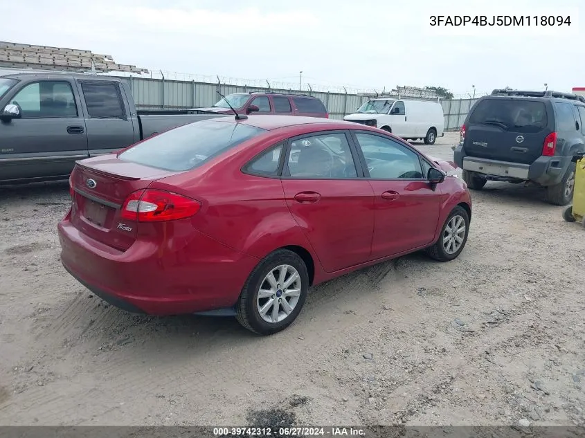 2013 Ford Fiesta Se VIN: 3FADP4BJ5DM118094 Lot: 39742312