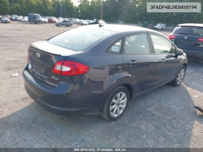 2013 Ford Fiesta Se VIN: 3FADP4BJ9DMII8194 Lot: 39757470