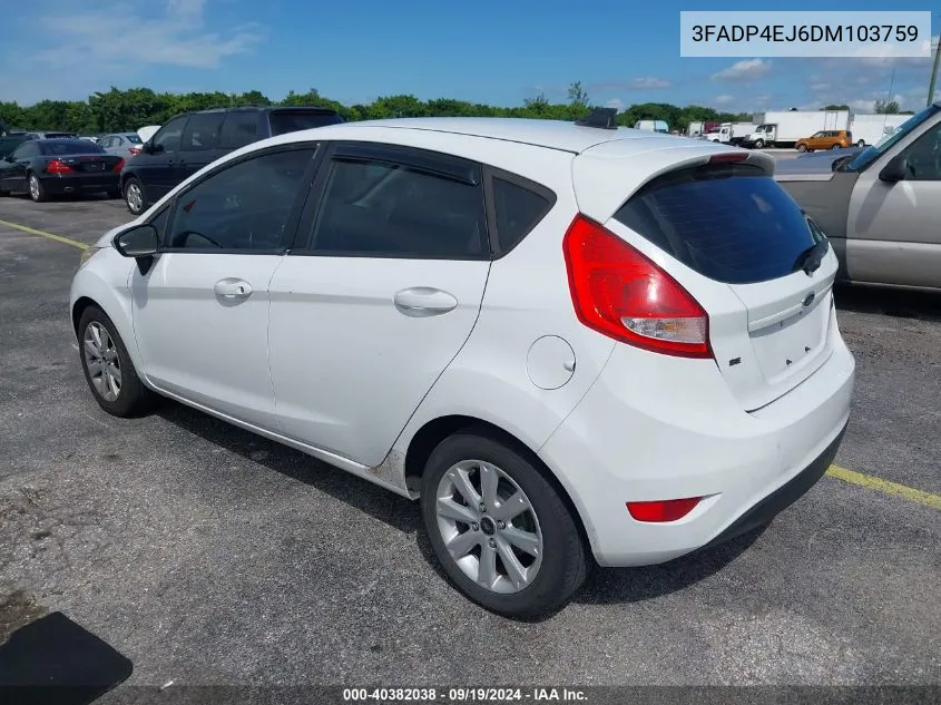 2013 Ford Fiesta Se VIN: 3FADP4EJ6DM103759 Lot: 40382038