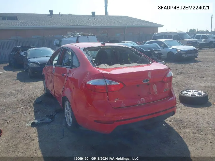 2014 Ford Fiesta Se VIN: 3FADP4BJ2EM224021 Lot: 12009130