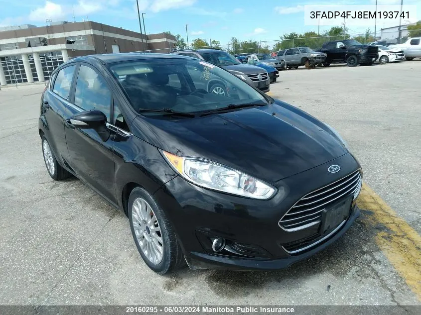 2014 Ford Fiesta Titanium VIN: 3FADP4FJ8EM193741 Lot: 20160295