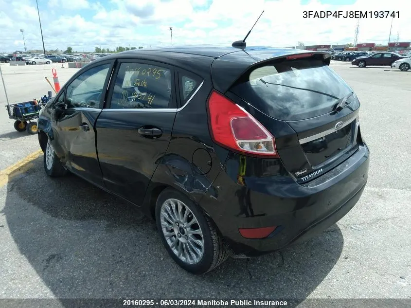 2014 Ford Fiesta Titanium VIN: 3FADP4FJ8EM193741 Lot: 20160295