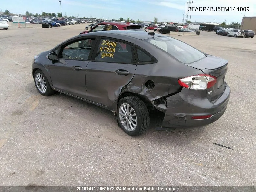 2014 Ford Fiesta Se VIN: 3FADP4BJ6EM144009 Lot: 20161411