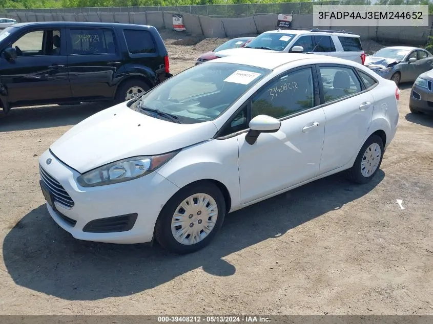 2014 Ford Fiesta S VIN: 3FADP4AJ3EM244652 Lot: 39408212