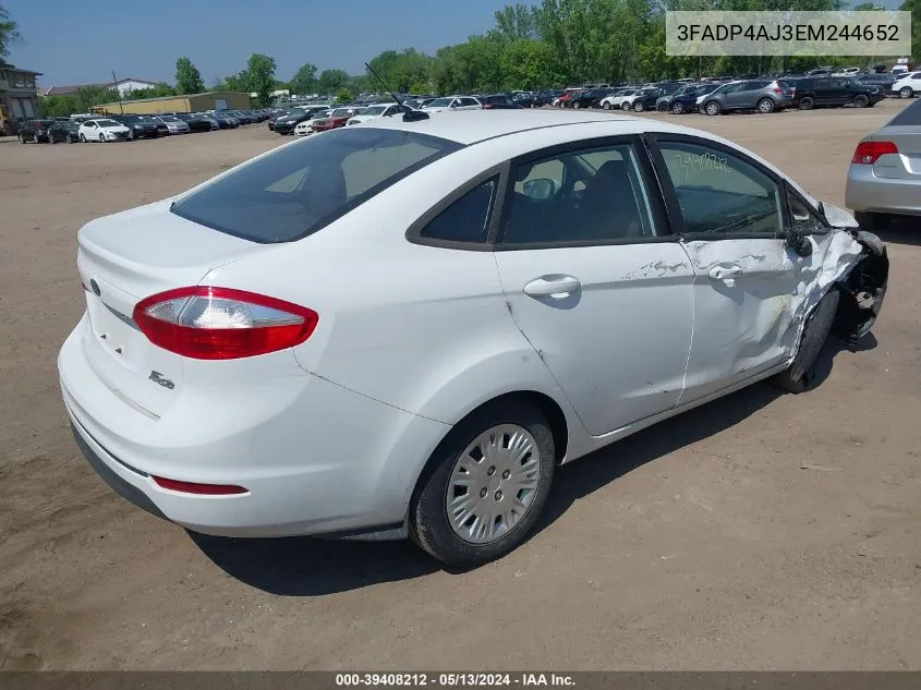 2014 Ford Fiesta S VIN: 3FADP4AJ3EM244652 Lot: 39408212