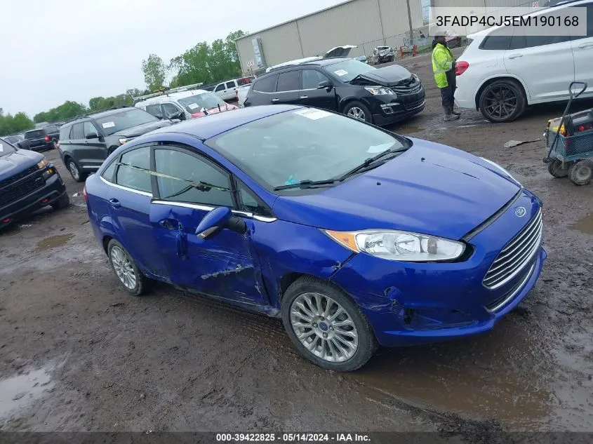 2014 Ford Fiesta Titanium VIN: 3FADP4CJ5EM190168 Lot: 39422825