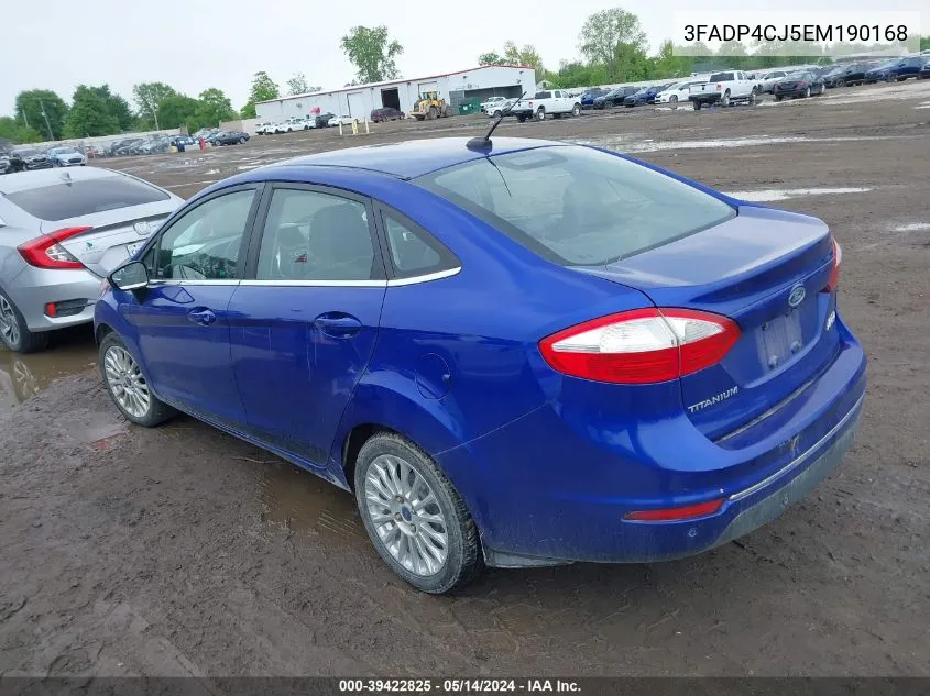 2014 Ford Fiesta Titanium VIN: 3FADP4CJ5EM190168 Lot: 39422825