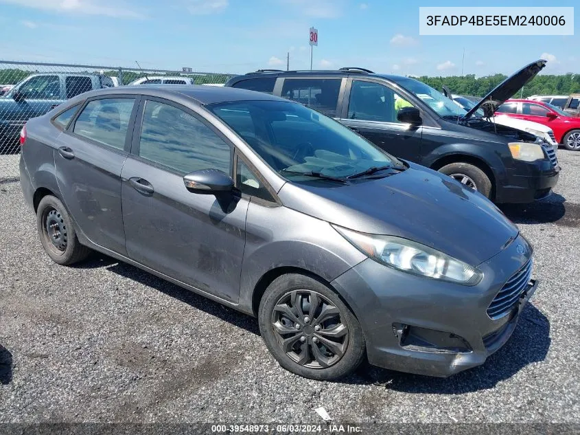 2014 Ford Fiesta Se VIN: 3FADP4BE5EM240006 Lot: 39548973