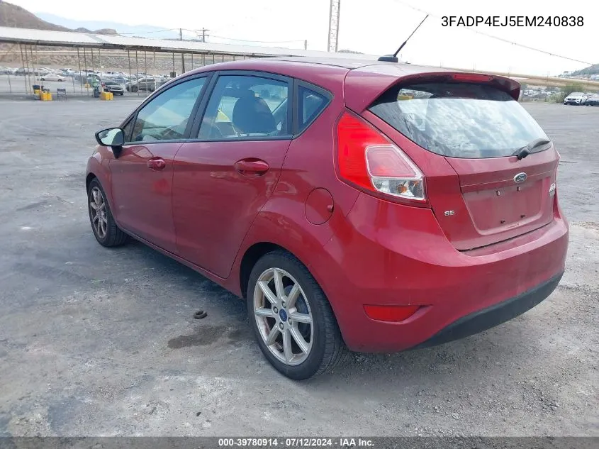 2014 Ford Fiesta Se VIN: 3FADP4EJ5EM240838 Lot: 39780914