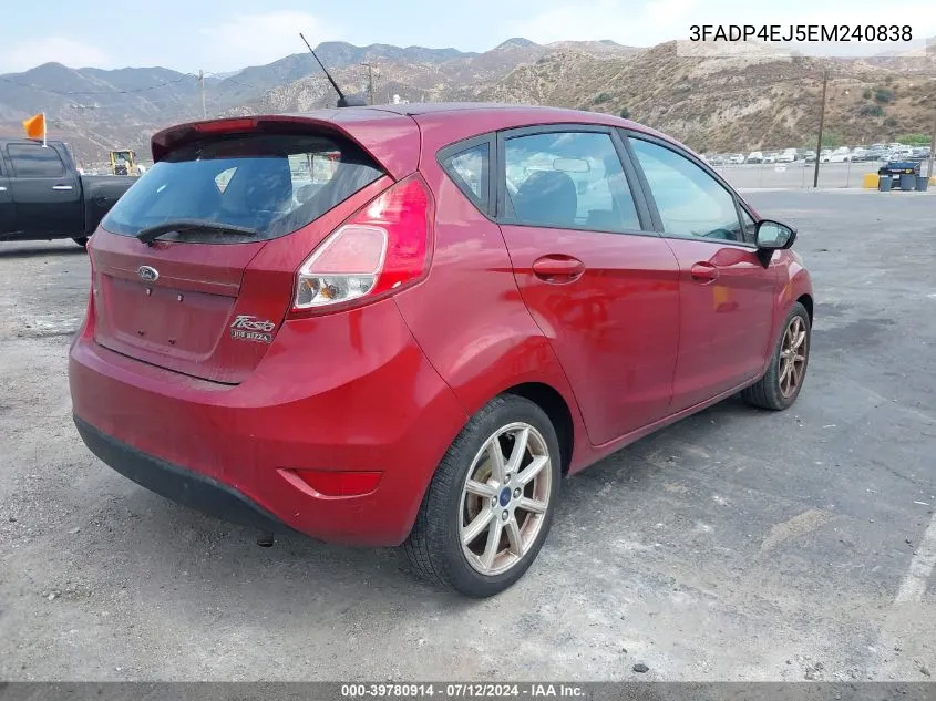 2014 Ford Fiesta Se VIN: 3FADP4EJ5EM240838 Lot: 39780914