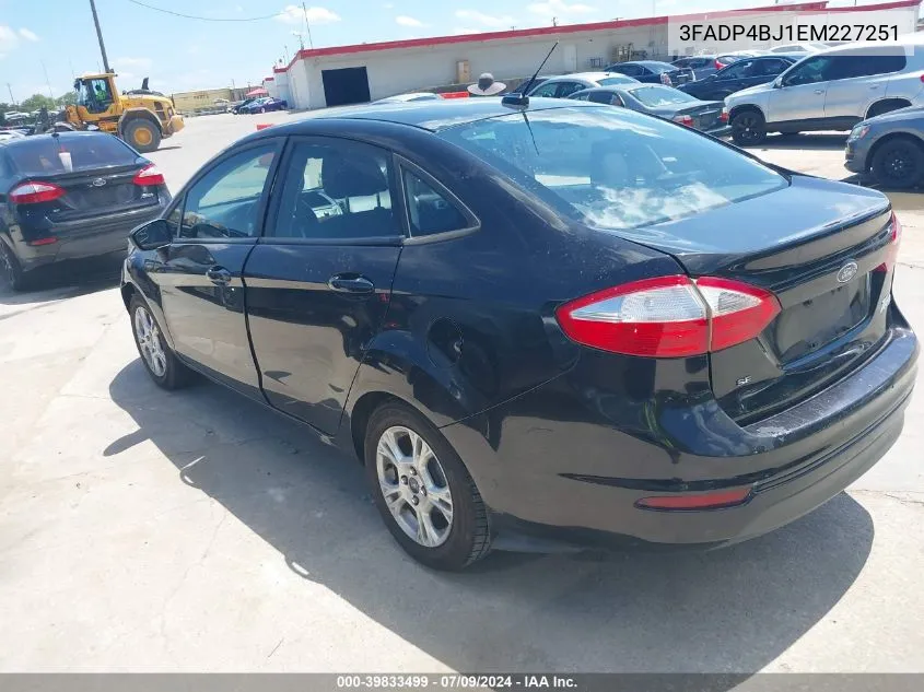 2014 Ford Fiesta Se VIN: 3FADP4BJ1EM227251 Lot: 39833499