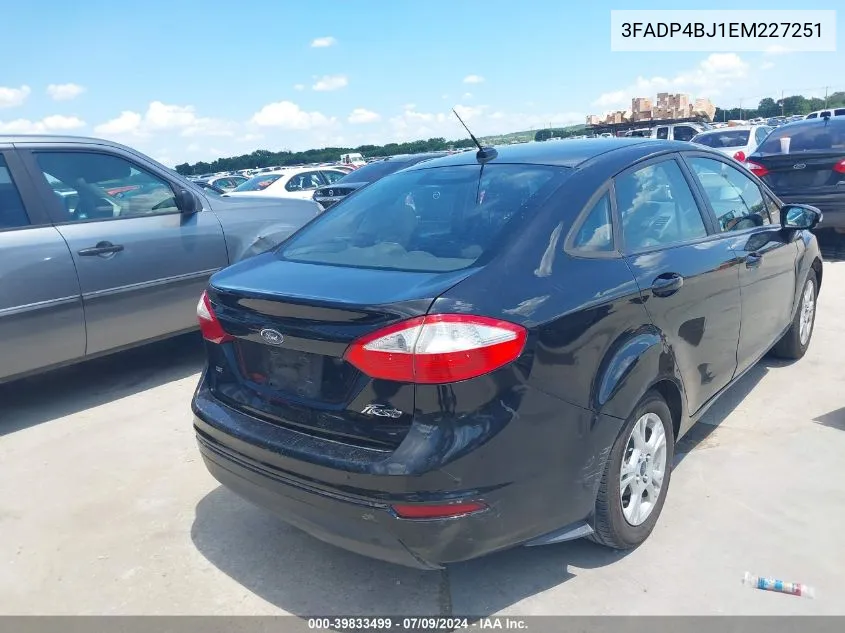 2014 Ford Fiesta Se VIN: 3FADP4BJ1EM227251 Lot: 39833499