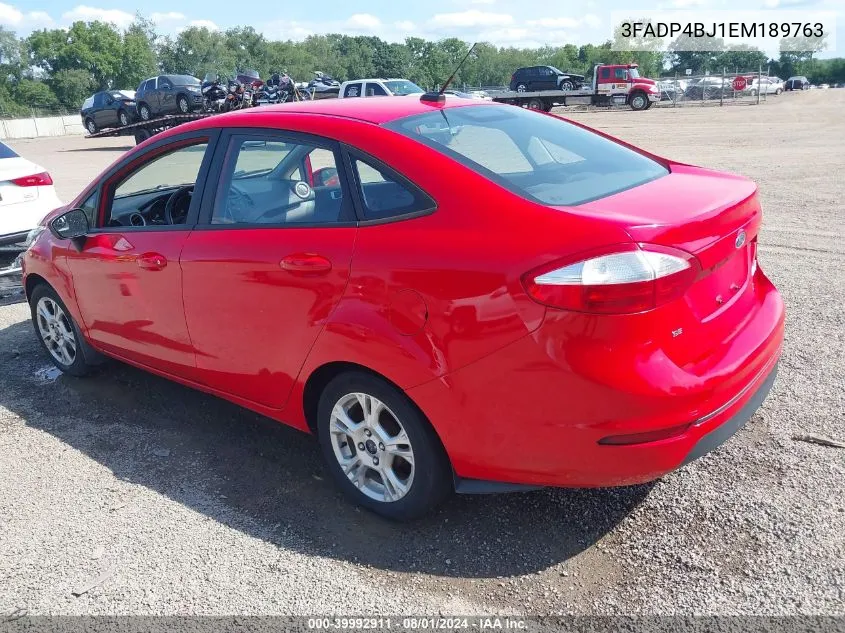 2014 Ford Fiesta Se VIN: 3FADP4BJ1EM189763 Lot: 39992911