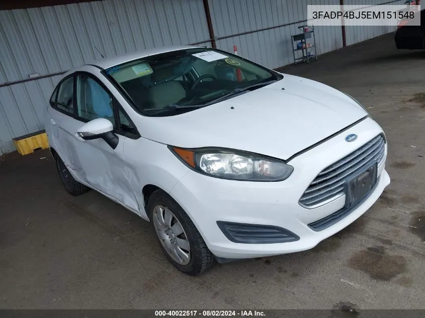 2014 Ford Fiesta Se VIN: 3FADP4BJ5EM151548 Lot: 40022517