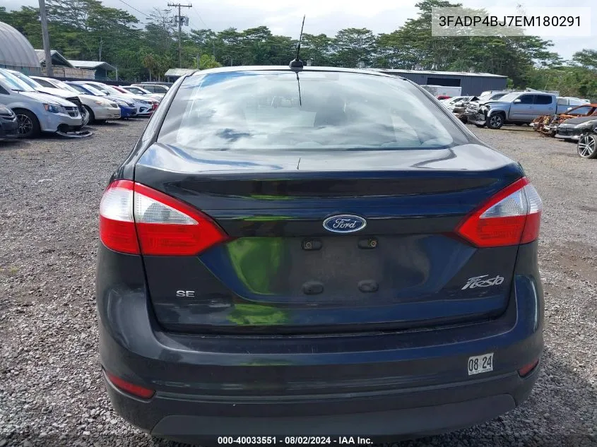 2014 Ford Fiesta Se VIN: 3FADP4BJ7EM180291 Lot: 40033551