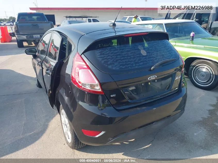 2014 Ford Fiesta Se VIN: 3FADP4EJ9EM226988 Lot: 40040601