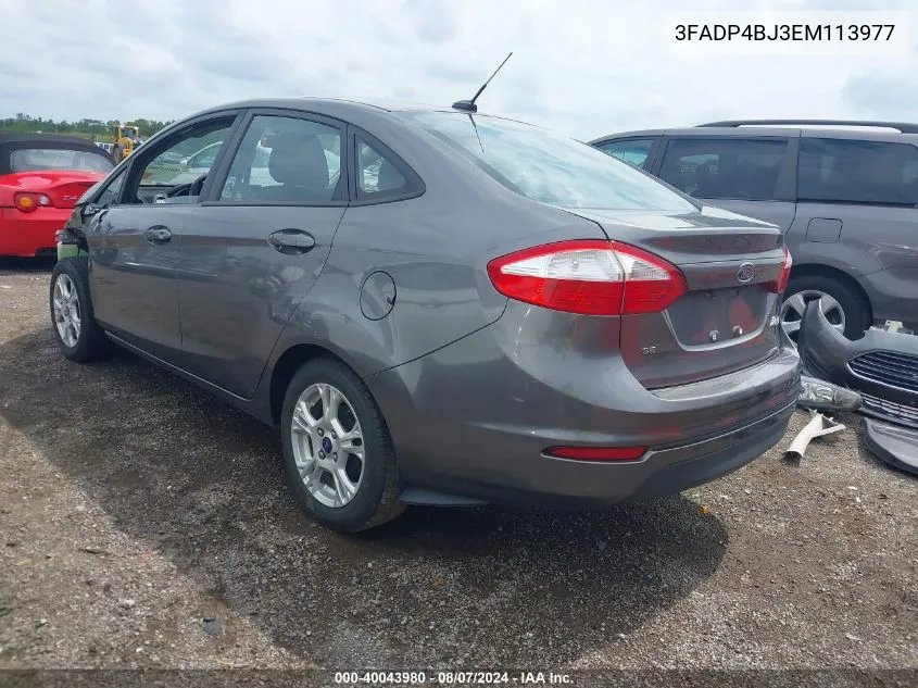 2014 Ford Fiesta Se VIN: 3FADP4BJ3EM113977 Lot: 40043980