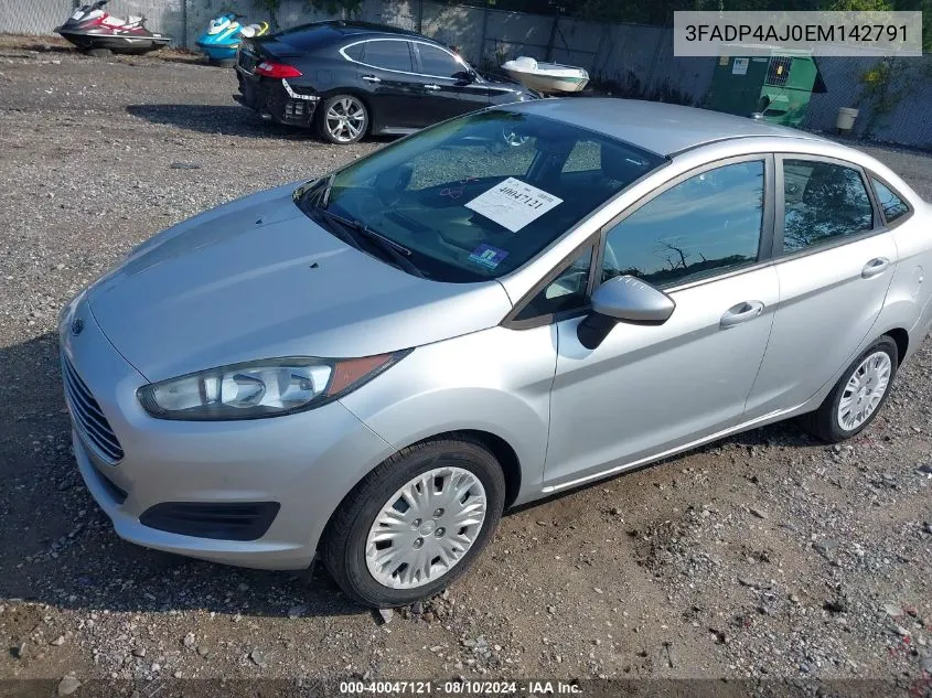 2014 Ford Fiesta S VIN: 3FADP4AJ0EM142791 Lot: 40047121