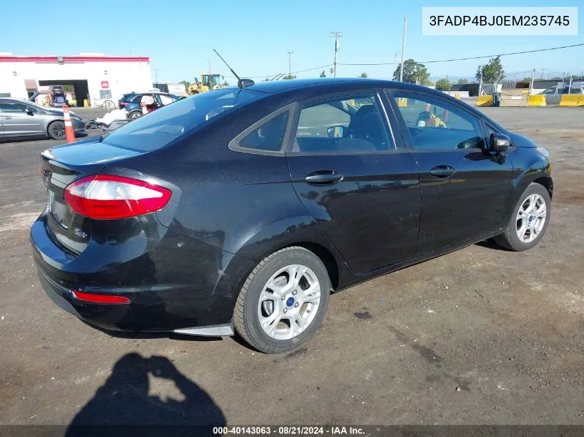 2014 Ford Fiesta Se VIN: 3FADP4BJ0EM235745 Lot: 40143063