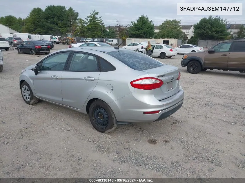 2014 Ford Fiesta S VIN: 3FADP4AJ3EM147712 Lot: 40330143